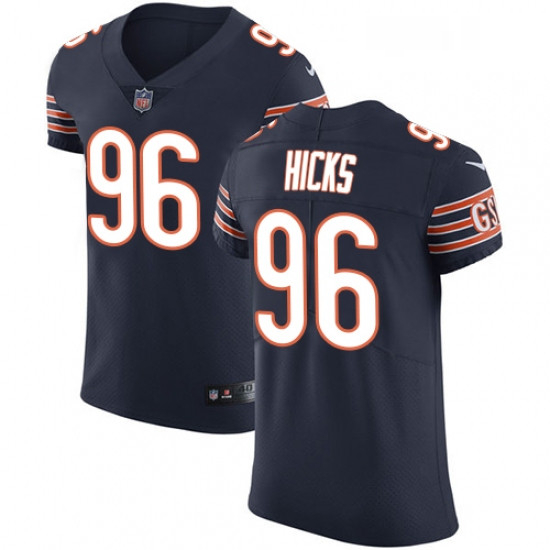 Mens Nike Chicago Bears 96 Akiem Hicks Navy Blue Team Color Vapor Untouchable Elite Player NFL Jerse