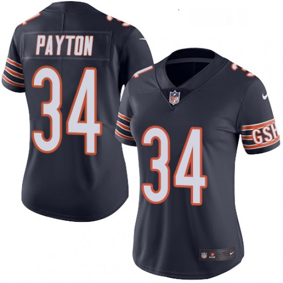 Womens Nike Chicago Bears 34 Walter Payton Navy Blue Team Color Vapor Untouchable Limited Player NFL