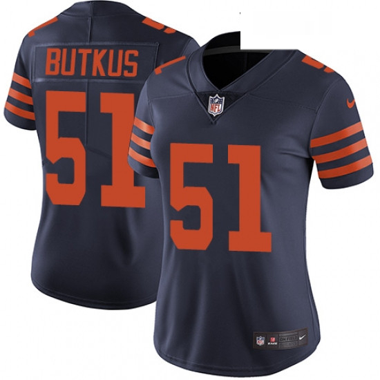 Womens Nike Chicago Bears 51 Dick Butkus Navy Blue Alternate Vapor Untouchable Limited Player NFL Je