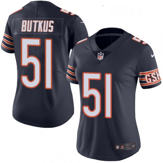 Womens Nike Chicago Bears 51 Dick Butkus Navy Blue Team Color Vapor Untouchable Limited Player NFL J