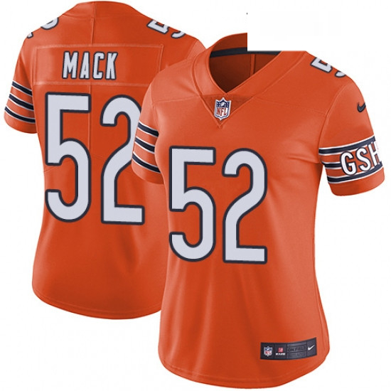 Womens Nike Chicago Bears 52 Khalil Mack Orange Alternate Vapor Untouchable Limited Player NFL Jerse