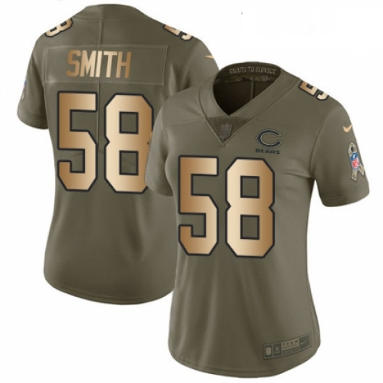 Womens Nike Chicago Bears 58 Roquan Smith Limited Olive Gold 2017 Salute to Service NFL Jersey