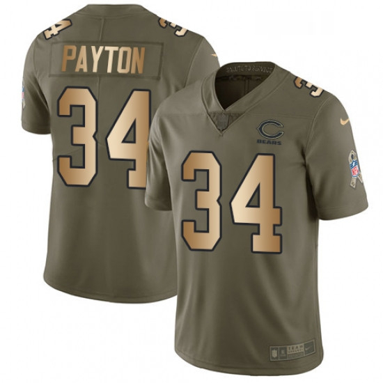 Youth Nike Chicago Bears 34 Walter Payton Limited OliveGold Salute to Service NFL Jersey