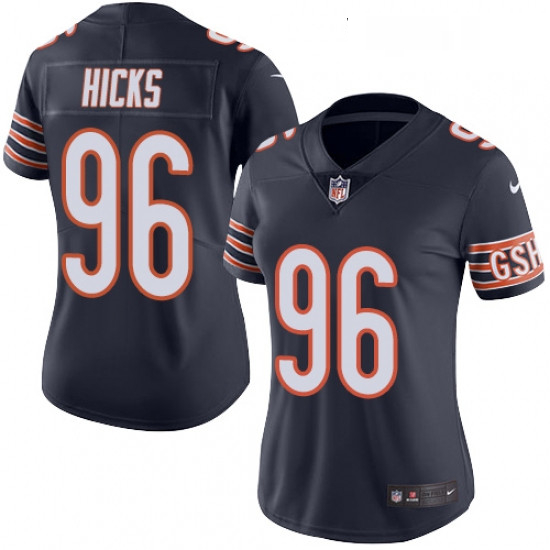 Womens Nike Chicago Bears 96 Akiem Hicks Navy Blue Team Color Vapor Untouchable Limited Player NFL J