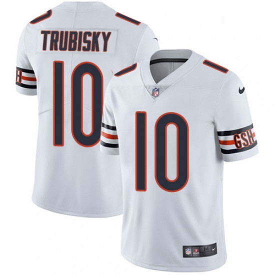 Mens Nike Chicago Bears 10 Mitchell Trubisky White Vapor Untouchable Limited Player NFL Jersey