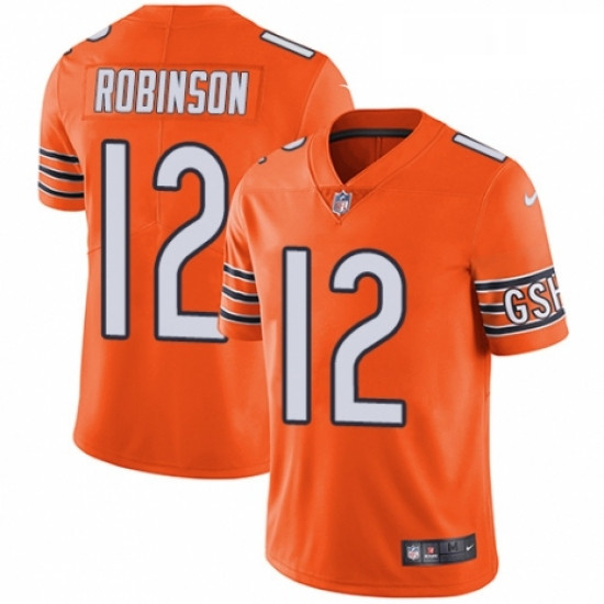 Mens Nike Chicago Bears 12 Allen Robinson Limited Orange Rush Vapor Untouchable NFL Jersey