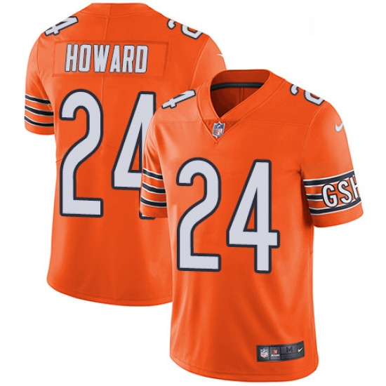 Mens Nike Chicago Bears 24 Jordan Howard Limited Orange Rush Vapor Untouchable NFL Jersey