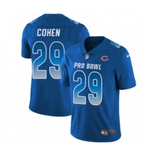 Mens Nike Chicago Bears 29 Tarik Cohen Limited Royal Blue NFC 2019 Pro Bowl NFL Jersey