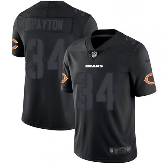 Mens Nike Chicago Bears 34 Walter Payton Limited Black Rush Impact NFL Jersey