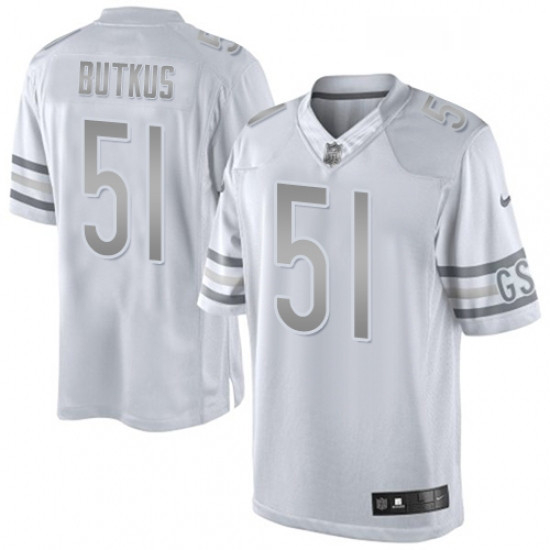 Mens Nike Chicago Bears 51 Dick Butkus Limited White Platinum NFL Jersey