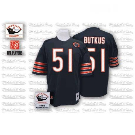 Mitchell and Ness Chicago Bears 51 Dick Butkus Blue Team Color Big Number with Bear Patch Authentic 