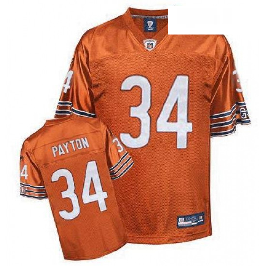 Reebok Chicago Bears 34 Walter Payton Orange Alternate Replica Throwback NFL Jersey