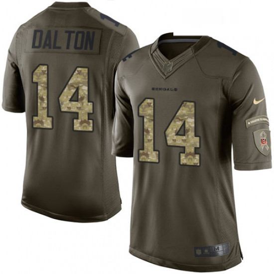 Youth Nike Cincinnati Bengals 14 Andy Dalton Elite Green Salute to Service NFL Jersey