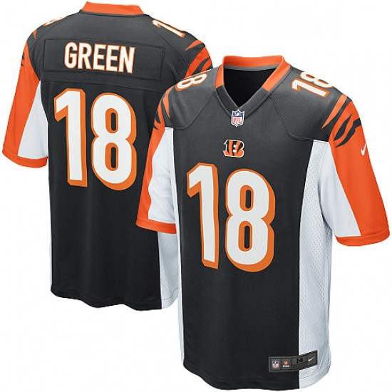 Youth Nike Cincinnati Bengals 18 AJ Green Game Black Team Color NFL Jersey