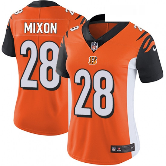 Womens Nike Cincinnati Bengals 28 Joe Mixon Elite Orange Alternate NFL Jersey