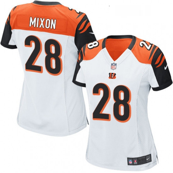 Womens Nike Cincinnati Bengals 28 Joe Mixon Game White NFL Jersey