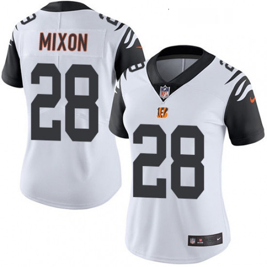 Womens Nike Cincinnati Bengals 28 Joe Mixon Limited White Rush Vapor Untouchable NFL Jersey