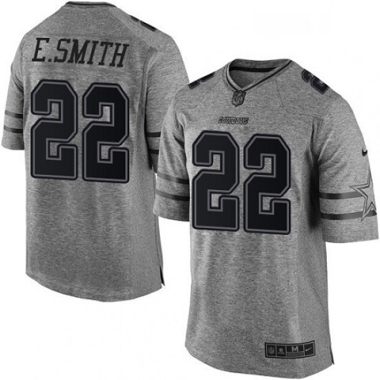 Mens Nike Dallas Cowboys 22 Emmitt Smith Limited Gray Gridiron NFL Jersey