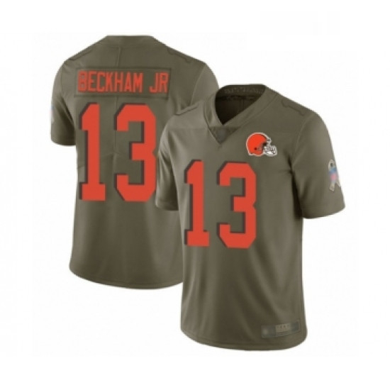 Mens Odell Beckham Jr Limited Olive Nike Jersey NFL Cleveland Browns 13 2017 Salute to Service