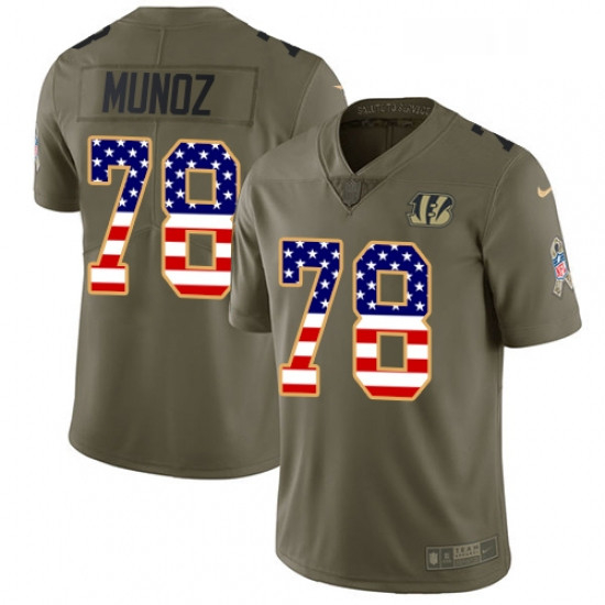 Mens Nike Cincinnati Bengals 78 Anthony Munoz Limited OliveUSA Flag 2017 Salute to Service NFL Jerse