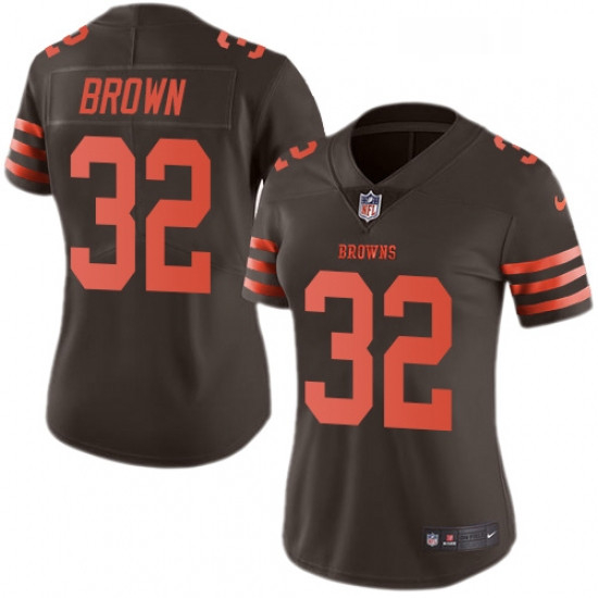 Womens Nike Cleveland Browns 32 Jim Brown Limited Brown Rush Vapor Untouchable NFL Jersey