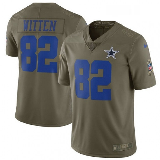 Mens Nike Dallas Cowboys 82 Jason Witten Limited Olive 2017 Salute to Service NFL Jersey