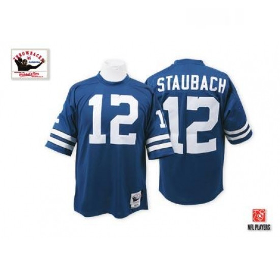 Mitchell and Ness Dallas Cowboys 12 Roger Staubach Authentic Navy Blue Throwback NFL Jersey