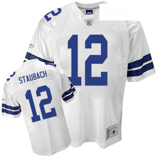 Reebok Dallas Cowboys 12 Roger Staubach Authentic White Legend Throwback NFL Jersey