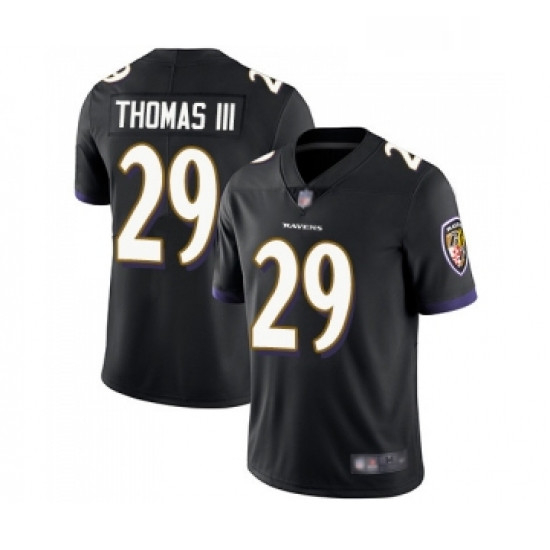 Mens Baltimore Ravens 29 Earl Thomas III Black Alternate Vapor Untouchable Limited Player Football J