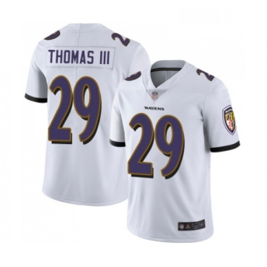 Mens Baltimore Ravens 29 Earl Thomas III White Vapor Untouchable Limited Player Football Jersey