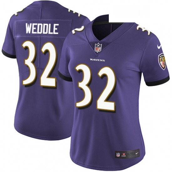 Womens Nike Baltimore Ravens 32 Eric Weddle Purple Team Color Vapor Untouchable Limited Player NFL J