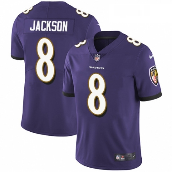 Mens Nike Baltimore Ravens 8 Lamar Jackson Purple Team Color Vapor Untouchable Limited Player NFL Je