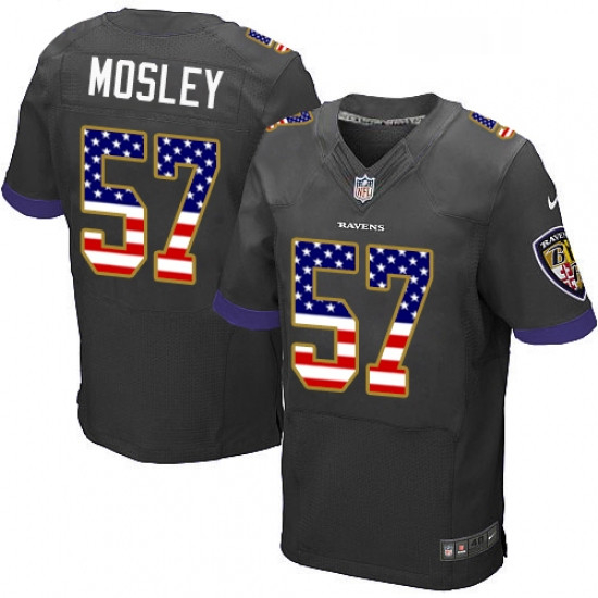 Mens Nike Baltimore Ravens 57 CJ Mosley Elite Black Alternate USA Flag Fashion NFL Jersey