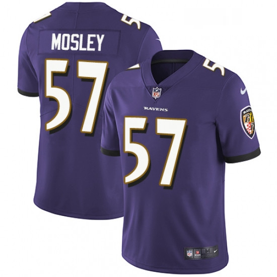 Youth Nike Baltimore Ravens 57 CJ Mosley Purple Team Color Vapor Untouchable Limited Player NFL Jers