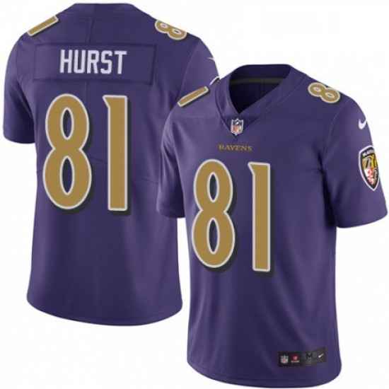 Youth Nike Baltimore Ravens 81 Hayden Hurst Limited Purple Rush Vapor Untouchable NFL Jersey