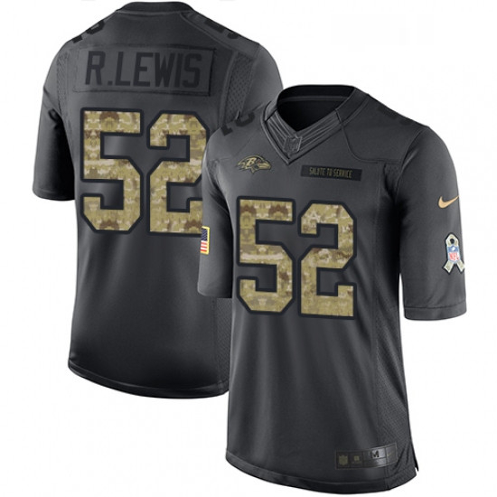 Mens Nike Baltimore Ravens 52 Ray Lewis Limited Black 2016 Salute to Service NFL Jersey