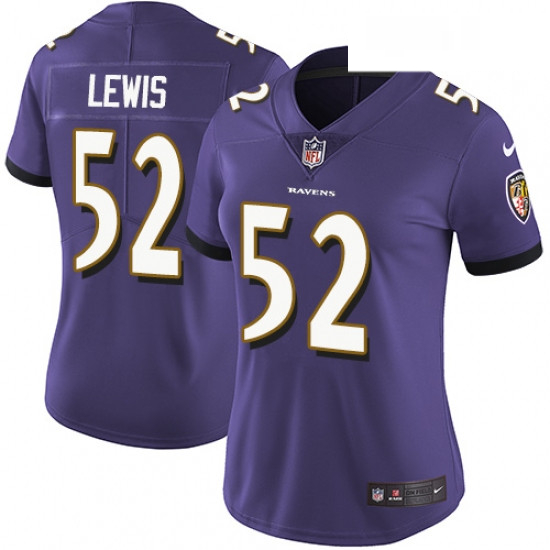 Womens Nike Baltimore Ravens 52 Ray Lewis Purple Team Color Vapor Untouchable Limited Player NFL Jer