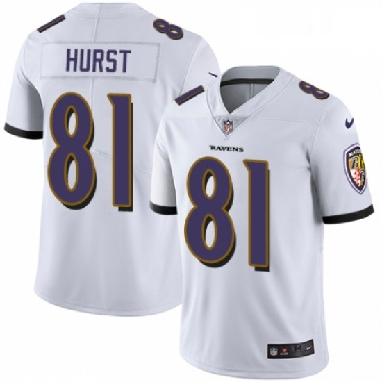 Youth Nike Baltimore Ravens 81 Hayden Hurst White Vapor Untouchable Elite Player NFL Jersey