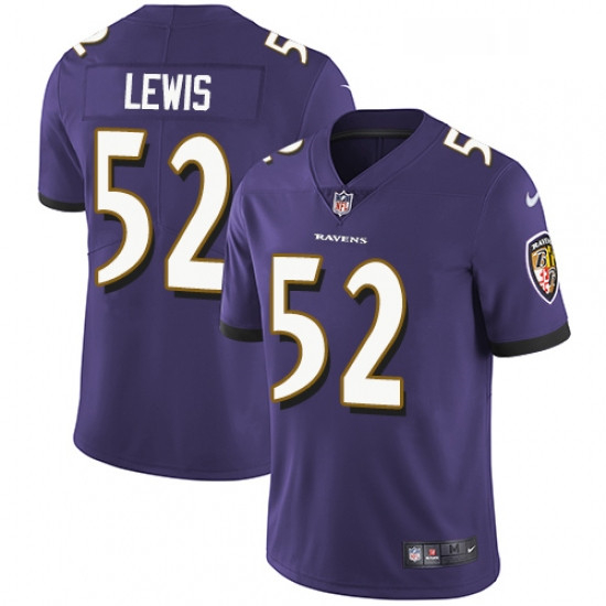 Mens Nike Baltimore Ravens 52 Ray Lewis Purple Team Color Vapor Untouchable Limited Player NFL Jerse