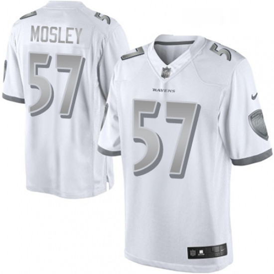 Mens Nike Baltimore Ravens 57 CJ Mosley Limited White Platinum NFL Jersey