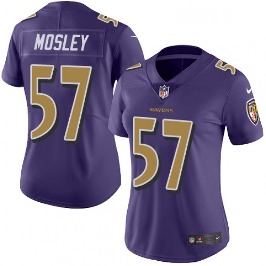 Womens Nike Baltimore Ravens 57 CJ Mosley Limited Purple Rush Vapor Untouchable NFL Jersey