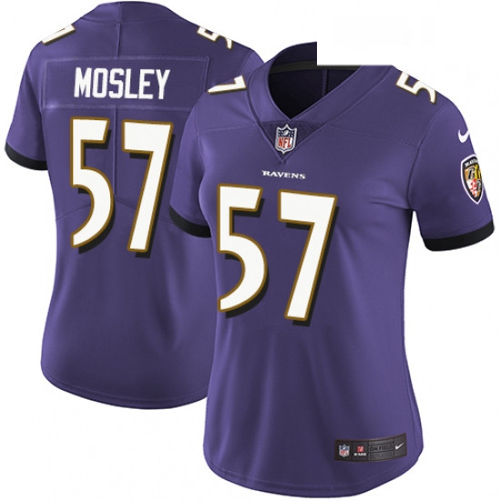 Womens Nike Baltimore Ravens 57 CJ Mosley Purple Team Color Vapor Untouchable Limited Player NFL Jer