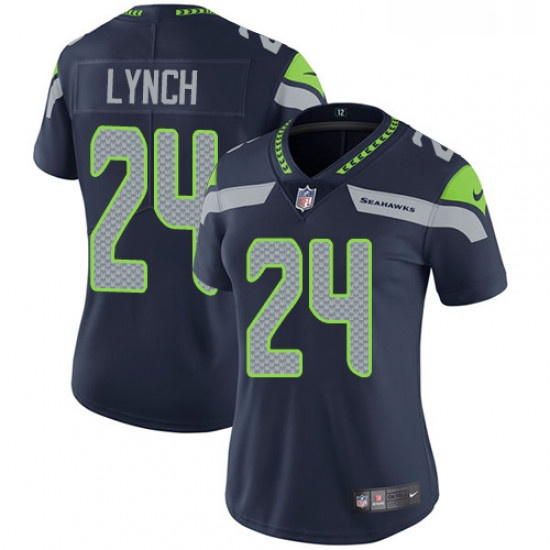 Womens Nike Seattle Seahawks 24 Marshawn Lynch Steel Blue Team Color Vapor Untouchable Limited Playe