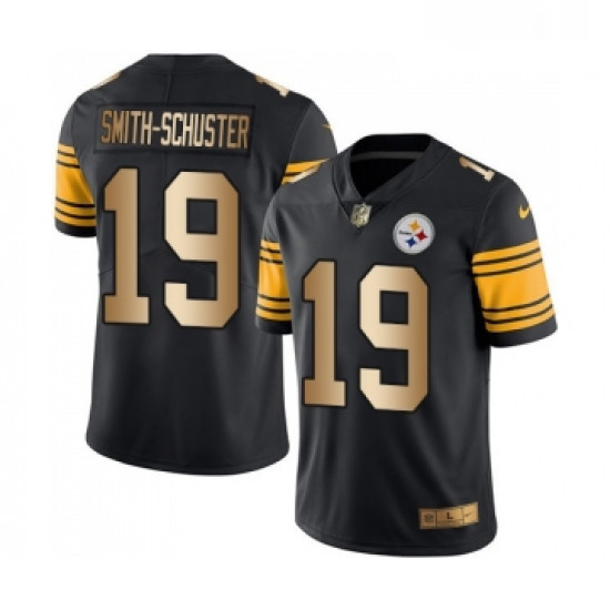 Mens Pittsburgh Steelers 19 JuJu Smith Schuster Limited Black Gold Rush Vapor Untouchable Football J