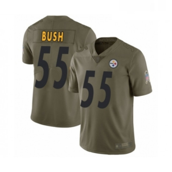 Mens Pittsburgh Steelers 55 Devin Bush Limited Olive 2017 Salute to Service Football Jersey