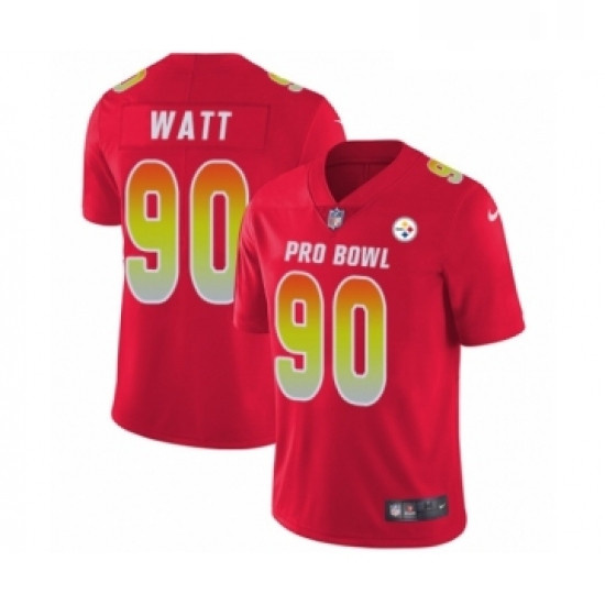 Mens Pittsburgh Steelers 90 T J Watt Limited Red AFC 2019 Pro Bowl Football Jersey