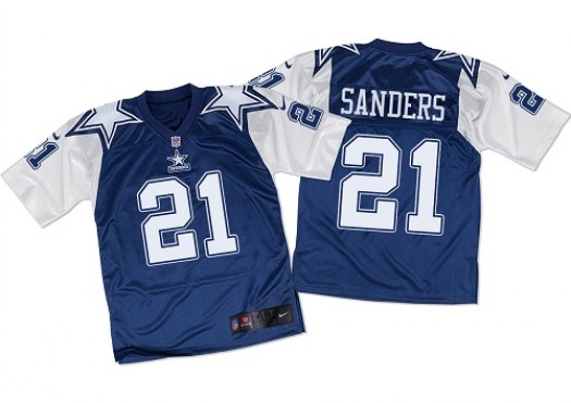 Men Nike Deion Sanders Dallas Cowboys Elite Navy White Throwback Jersey