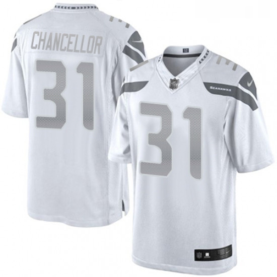 Mens Nike Seattle Seahawks 31 Kam Chancellor Limited White Platinum NFL Jersey