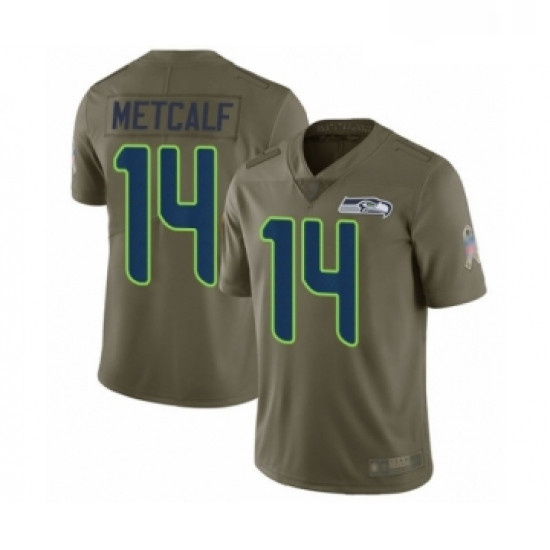 Youth Seattle Seahawks 14 DK Metcalf Limited Olive 2017 Salute to Service Football Jersey