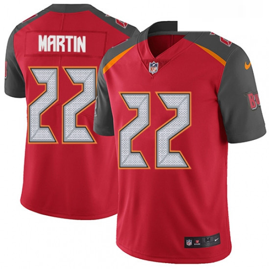 Mens Nike Tampa Bay Buccaneers 22 Doug Martin Red Team Color Vapor Untouchable Limited Player NFL Je